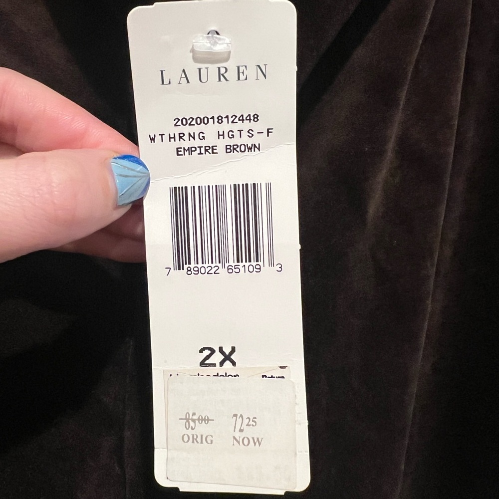 Lauren Ralph Lauren Brown Velvet Track Pants - Picture 3 of 4